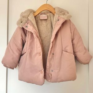 ZARA Toddler Parka Coat Pink size 3-4 Years Water resistant